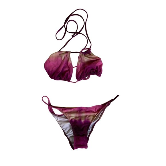 Fashion Nova Ombre Halter Bikini X-Large Pink/Beige Swimwear Sexy Beach Pool Y2K - Picture 3 of 9